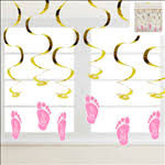Hanging Swirl Decorations - 1st Birthday Feet - Mad Parties & Supplies