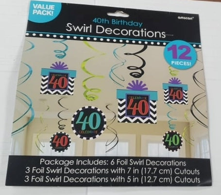Hanging Swirl Decorations - 40th (670338)