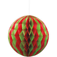 Honeycomb Ball - 20.32cm - Green & Red (62855) - Mad Parties & Supplies