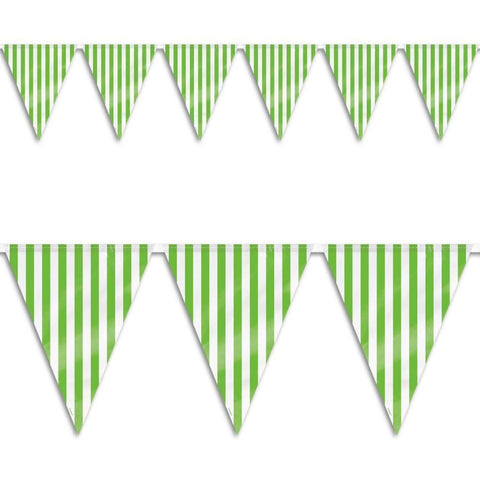 Flag Bunting - Green & White Stripes (5219SLGP) - Mad Parties & Supplies