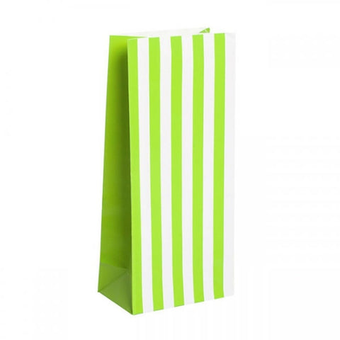 Loot Bag - Paper - Green & White Stripes (5111SLGP) - Mad Parties & Supplies