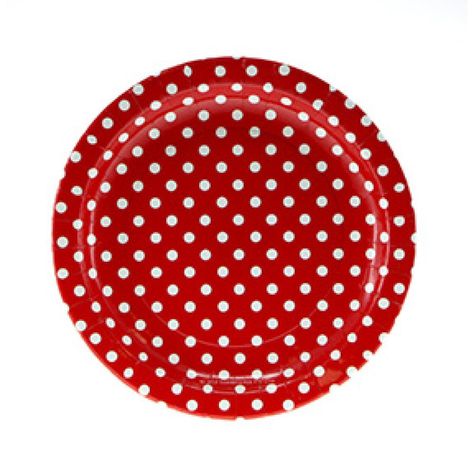 Plates - 7" - Lunch - Red & White (A142462) - Mad Parties & Supplies