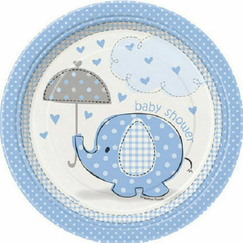 Plates - 7" - Lunch - Baby Shower Elephant Blue (41694) - Mad Parties & Supplies