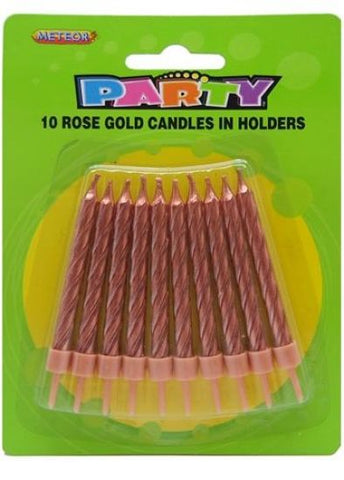 Candles - Rose Gold (Pkt 10) (MFCA-10RG) - Mad Parties & Supplies