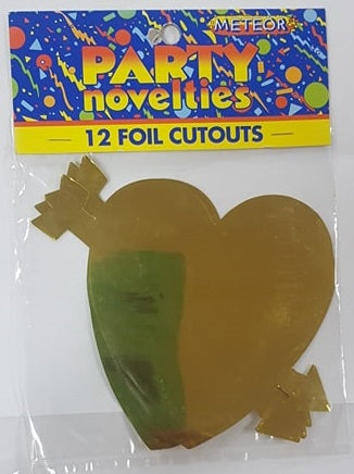 12 Mini Foil Cutouts - Heart (Various colours) - Mad Parties & Supplies