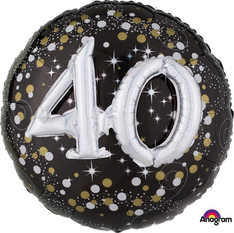 Multi-Balloon - 27" - 40th (Black, Silver & Gold) (3215201)