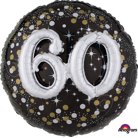 Multi-Balloon - 27" - 60th (Black, Silver & Gold) (3215501) - Mad Parties & Supplies