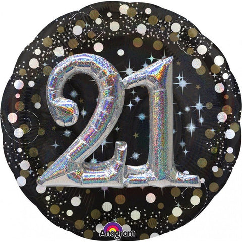 Multi-Balloon - 27" - 21st (Black, Silver & Gold) (3451201) - Mad Parties & Supplies