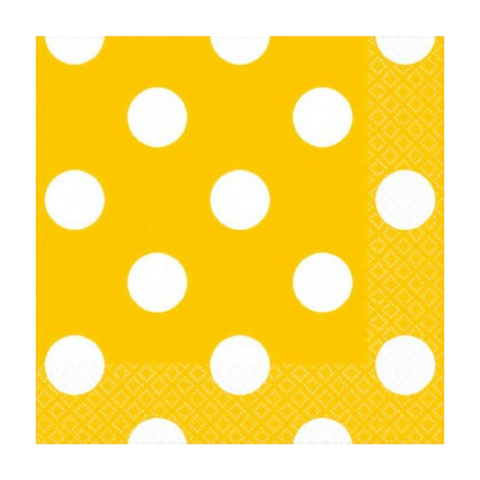 Napkins - Beverage - Yellow & White Spots (30426) - Mad Parties & Supplies