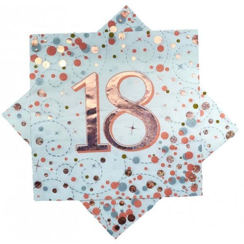 Napkins -  Lunch - 18th Sparkling Fizz - Rose Gold (635760) - Mad Parties & Supplies