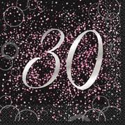 Napkins - Lunch - 30th Birthday (Pink & Silver) (57470)