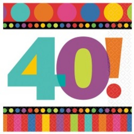 Napkins - Beverage - 40th Bday Dots and Stripes (509463) - Mad Parties & Supplies
