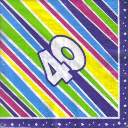 Napkins - 40th Funky Stripes (405974) - Mad Parties & Supplies