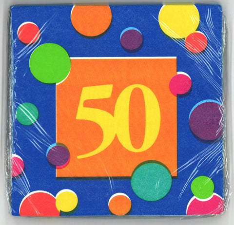 Napkins - 50th Birthday Stripes (665084) - Mad Parties & Supplies