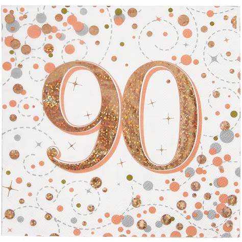 Napkins - 90th - Sparkling Fizz (Rose Gold) (635852) - Mad Parties & Supplies