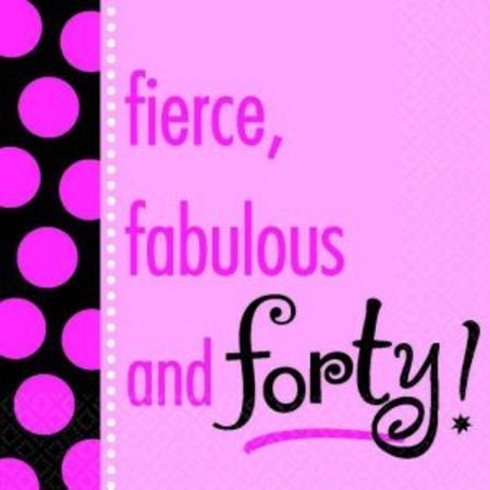 Napkins - Beverage - fierce, fabulous and Forty! (5044232) - Mad Parties & Supplies