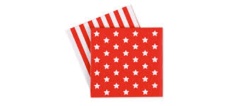 Napkins - Beverage - Red & White Stripes & Stars - Mad Parties & Supplies
