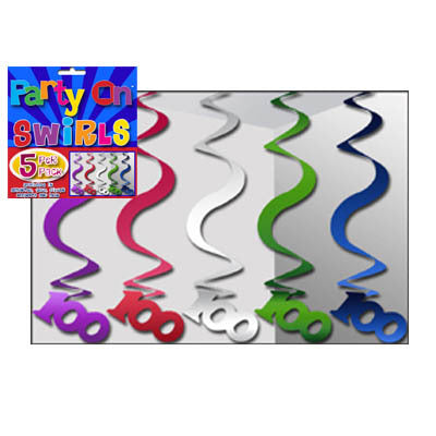 Hanging Swirl Decorations - 100th (nh100a) - Mad Parties & Supplies