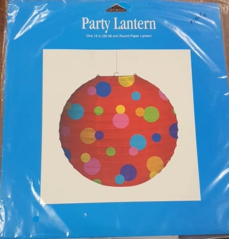 Paper Lantern - 30.48cm - Red with colourful spots (030784)