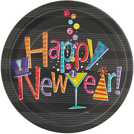 Plates - Lunch - Happy New Year (26544) - Mad Parties & Supplies