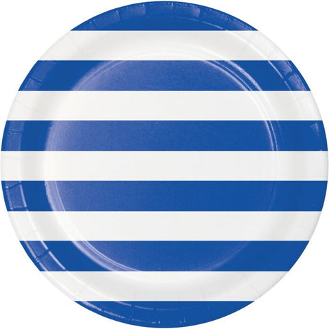 Plates - 7" - Lunch - Paper - Blue & White Stripes (38014) - Mad Parties & Supplies