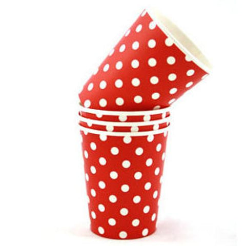 Cups - Pkt 12 - Red & White Spots - Mad Parties & Supplies