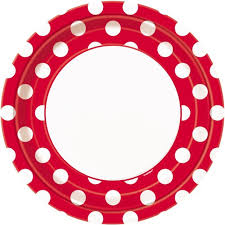 Plates - 9" - Dinner - Red & White Spots (37495) - Mad Parties & Supplies