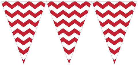 Flag Bunting - Red & White ZigZag - Mad Parties & Supplies