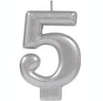 Candle - Silver - Choose Numbers 0 to 9 - Mad Parties & Supplies
