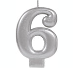 Candle - Silver - Choose Numbers 0 to 9 - Mad Parties & Supplies