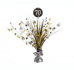 Spangle Centrepiece - 70th (Black & Gold) (111964) - Mad Parties & Supplies