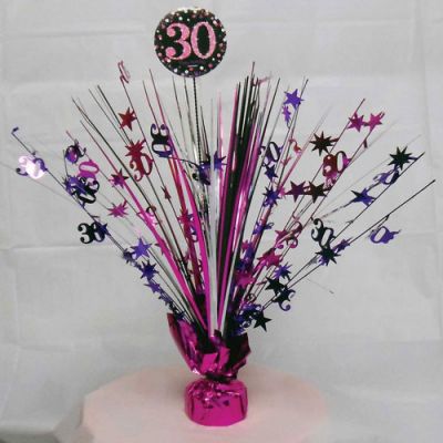 Spangle Centrepiece - 30th (Pink/Black) (9900591) - Mad Parties & Supplies