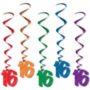 Hanging Swirl Decorations - 16th (Fushia) (nh16f) - Mad Parties & Supplies