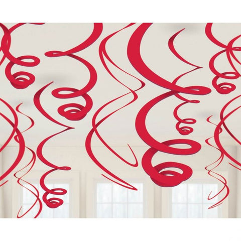 Hanging Swirl Decorations - Red (67055.40.56) - Mad Parties & Supplies