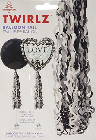 Twirlz - Balloon Tail - Black & White (82312) - Mad Parties & Supplies