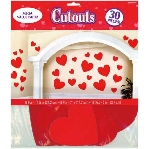 Cutouts - 30 piece - Red Hearts (198653) - Mad Parties & Supplies