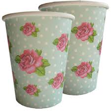 Cups - Pkt 8 - Vintage Rose - Mad Parties & Supplies