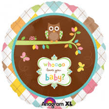Foil - Whooo loves you baby? (113802) - Mad Parties & Supplies
