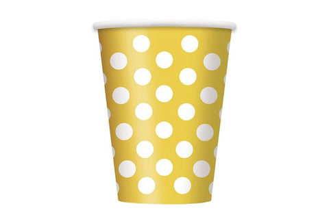 Cups - Paper - Yellow with white spots (37476) - Mad Parties & Supplies
